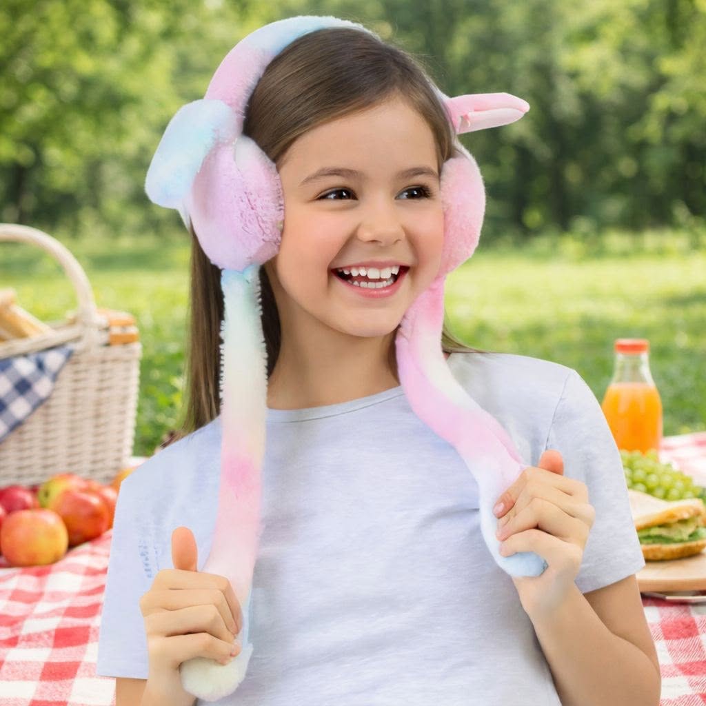 Winter Earmuffs for Kids – Soft Plush Bunny Ear Warmers with Moving Ears & Chu Chu Sound | Faux Fur Warm Ear Muffs for Girls, Boys, Women & Cold Weather Protection interactive winter accessories