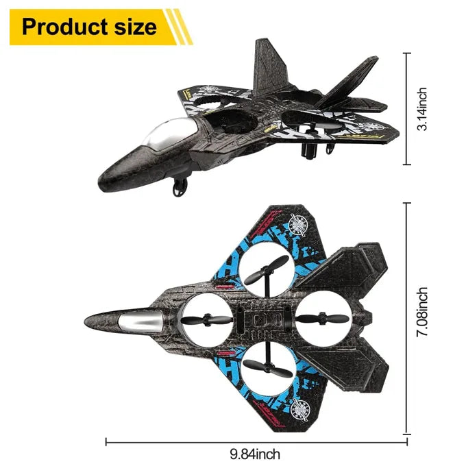 RC Plane Drone Jet Fighter – 2.4GHz Quadcopter with 6-Axis Gyro, 3D Flip