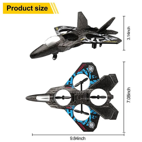 RC Plane Drone Jet Fighter – 2.4GHz Quadcopter with 6-Axis Gyro, 3D Flip