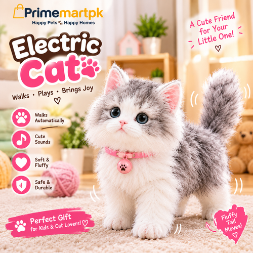 Interactive Walking Cat Toy – Soft Plush Moving Kitty for Kids