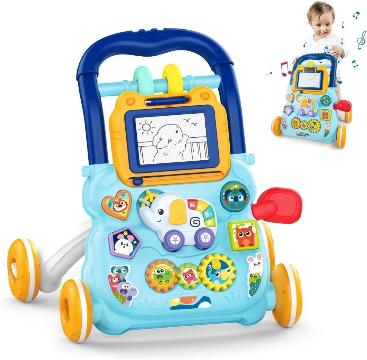 Huanger Large Sounds & Lights Baby Walker – Interactive Learning Push Walker