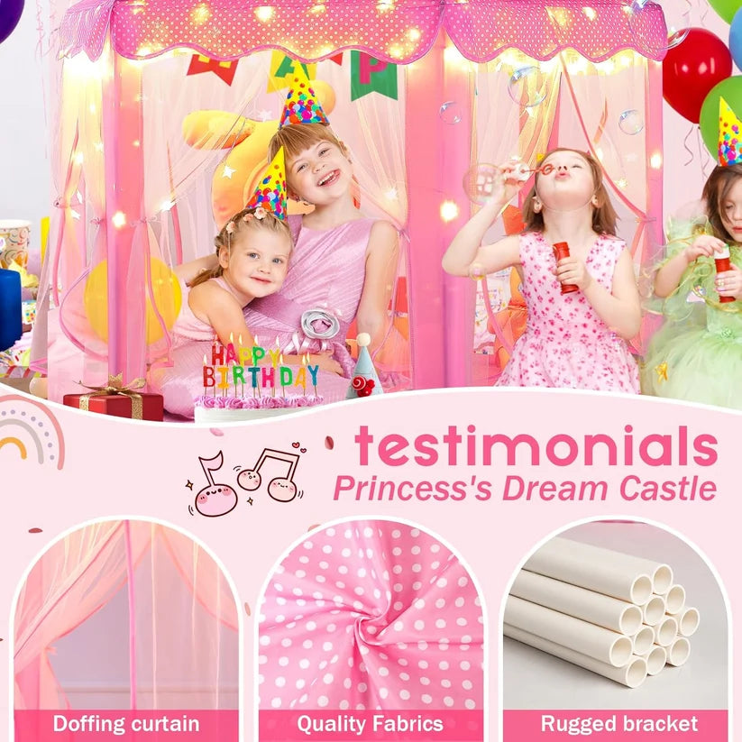 Princess Castle Play Tent for Girls with Fairy Lights