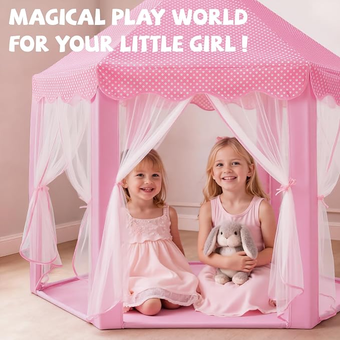 Princess Castle Play Tent for Girls with Fairy Lights
